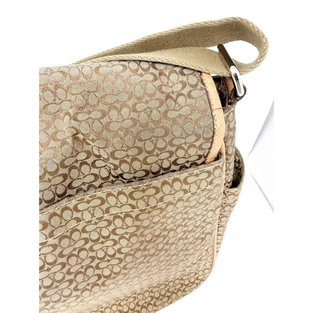 Coach Vintage Y2K‎ Hudson Commuter Messenger Bag F77004 Jacquard Brown Tan